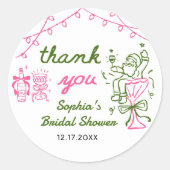Handgetekende Kerst Bruidsdouche Ronde Sticker (Voorkant)
