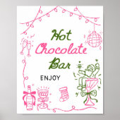 Handgetekende Kerst Bruiloftsdouche Warme Chocolad Poster (Voorkant)