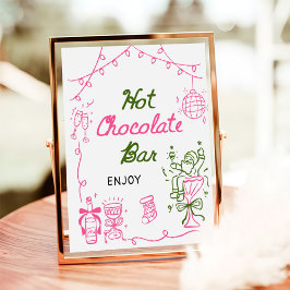 Handgetekende Kerst Bruiloftsdouche Warme Chocolad Poster