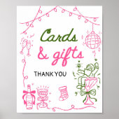Handgetekende kerst bruiloftsshower kaarten en cad poster (Voorkant)