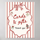 Handgetekende kerst bruiloftsshower kaarten en cad poster (Voorkant)