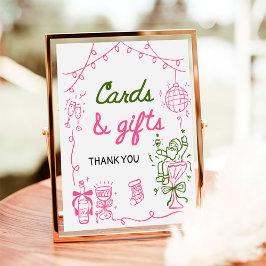 Handgetekende kerst bruiloftsshower kaarten en cad poster