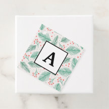 Handgetekende Kerst Dennentakken Groen Rood Wit