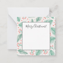 Handgetekende Kerst Dennentakken Groen Rood Wit