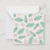 Handgetekende Kerst Dennentakken Groen Rood Wit Notitiekaartje (Achterkant)