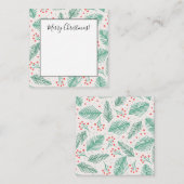 Handgetekende Kerst Dennentakken Groen Rood Wit Notitiekaartje (Voorkant / Achterkant)