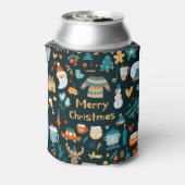 Handgetekende kerst- en nieuwjaarselementen. blikjeskoeler (Blikje Achterkant)