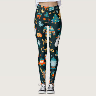 Handgetekende kerst- en nieuwjaarselementen. leggings