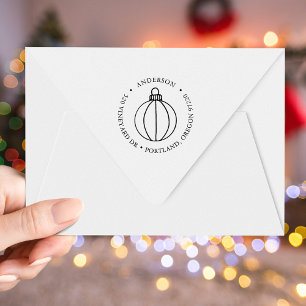 Handgetekende kerst ornament retour adres zelfinktende stempel