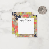 Handgetekende Kerst Poinsettia Rood Wit Marine Notitiekaartje (Voorkant / Achterkant in situ)