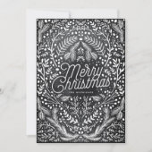 Handgetekende kerstbladeren Black Chalk Foto Feestdagenkaart (Voorkant)