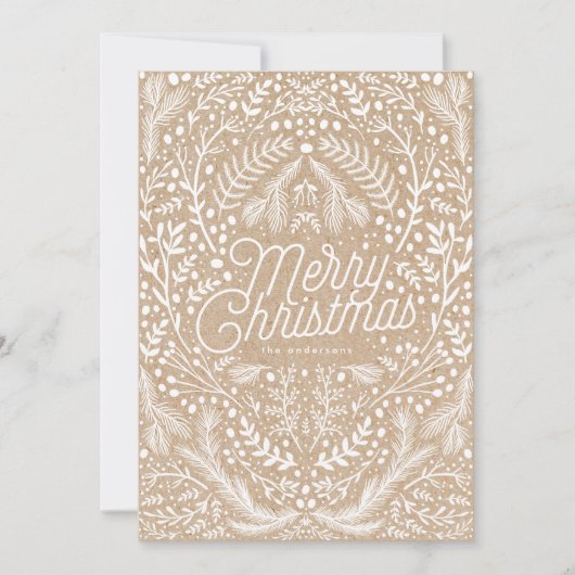 Handgetekende kerstbladeren Craft Paper Non Photo Feestdagenkaart (Voorkant)