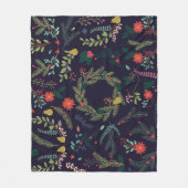 Handgetekende kerstbloemen:  collectie fleece deken (Voorkant)