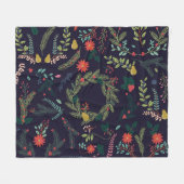 Handgetekende kerstbloemen:  collectie fleece deken (Voorkant (Horizontaal))