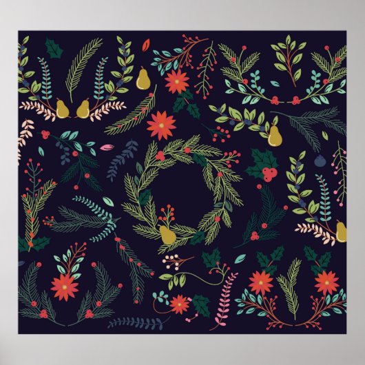 Handgetekende kerstbloemen:  collectie poster (Voorkant)