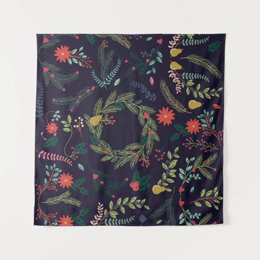 Handgetekende kerstbloemen:  collectie wandkleed (Voorkant (horizontaal))