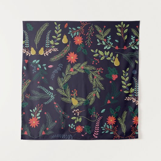 Handgetekende kerstbloemen:  collectie wandkleed (Voorkant)