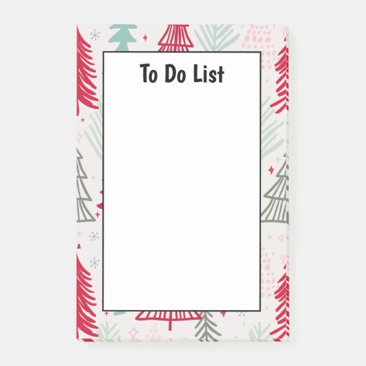 Handgetekende kerstbomen Evergreen om een lijst te Post-it® Notes (Voorkant)