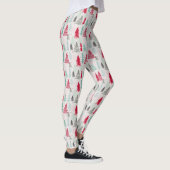 Handgetekende kerstbomen Evergreen Pine Red Green Leggings (Rechts)