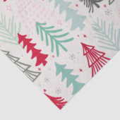 Handgetekende kerstbomen Evergreen Pine Red Green Tissuepapier (Detail)