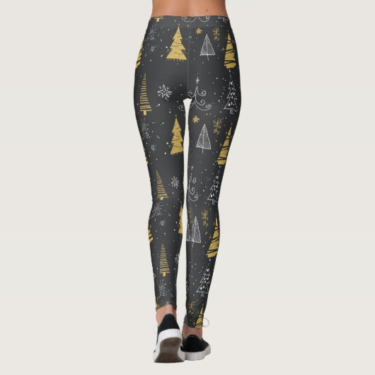 Handgetekende kerstbomen leggings (Achterkant)