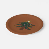 Handgetekende Kerstboom Bruin Papieren Bordje (Gekanteld)