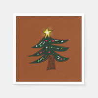 Handgetekende Kerstboom Bruin 