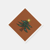 Handgetekende Kerstboom Bruin Servet (Hoek)
