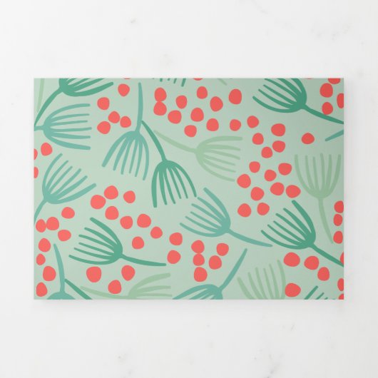 Handgetekende kerstboom Evergreen Pine Needles Drieluik Wenskaart (Cover)