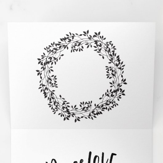 Handgetekende kerstboom Evergreen Pine Needles Drieluik Wenskaart (Binnenzijde eerst)