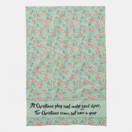 Handgetekende kerstboom Evergreen Pine Needles Theedoek