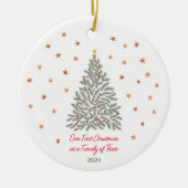 Handgetekende kerstboom Familiefoto Keramisch Ornament (Voorkant)