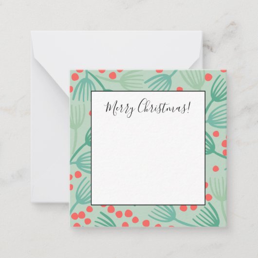 Handgetekende Kerstboom Groene Dennennaalden Notitiekaartje (Voorkant)