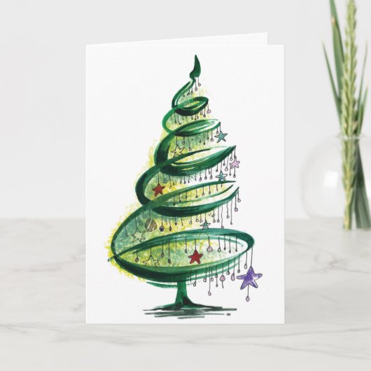 Handgetekende kerstboom kaart (Voorkant)