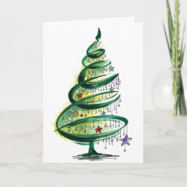 Handgetekende kerstboom kaart