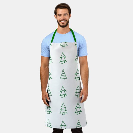 Handgetekende kerstboom schort (Gedragen)