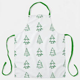 Handgetekende kerstboom schort