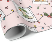 Handgetekende Kerstganzen Inpakpapierrol Cadeaupapier (Rol Hoek)