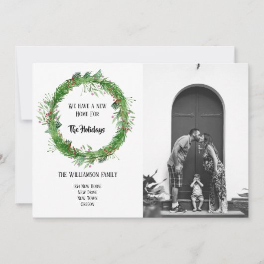 Handgetekende kerstkaart met foto van nieuw huis (Voorkant)