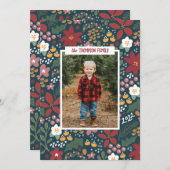 Handgetekende kerstkaart voor Floral-feestdag (Voorkant / Achterkant)