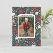 Handgetekende kerstkaart voor Floral-feestdag (Staand voorkant)