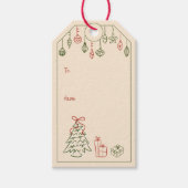 Handgetekende kerstkaarten met vintage-uitstraling cadeaulabel (Voorkant)