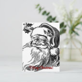 Handgetekende kerstman  Vrolijk kerstfeest Briefkaart (Staand voorkant)