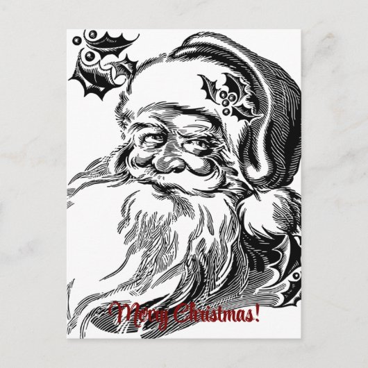 Handgetekende kerstman  Vrolijk kerstfeest Briefkaart (Voorkant)