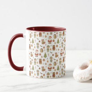 Handgetekende Kerstmis Bos Koffiemok Mok