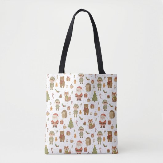 Handgetekende Kerstmis Bos Tote Tas (Voorkant)