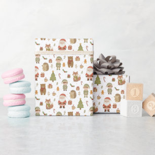 Handgetekende Kerstmis Bos Wrapping Papier Rol