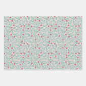 Handgetekende Kerstmis Holly Berries Red Green Whi Inpakpapier Vel (Voorkant 2)