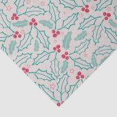 Handgetekende Kerstmis Holly Berries Red Green Whi Tissuepapier (Detail)