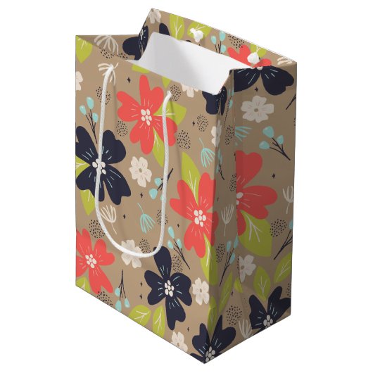 Handgetekende Kerstmis met de rode witte marine va Medium Cadeauzakje (Voorkant Gekanteld)